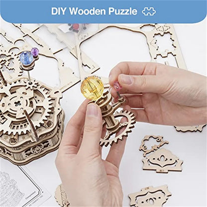 Starry Night Mechanical Music Box 3D Wooden Puzzle Assembly