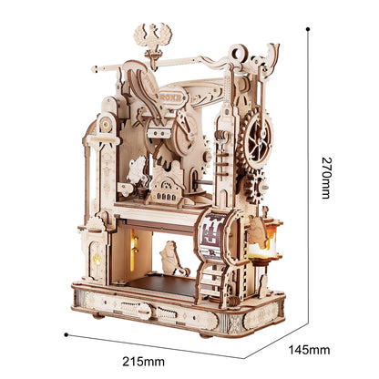 3D Wooden Puzzle Classic Printing Press Mechanical Gears for Adults